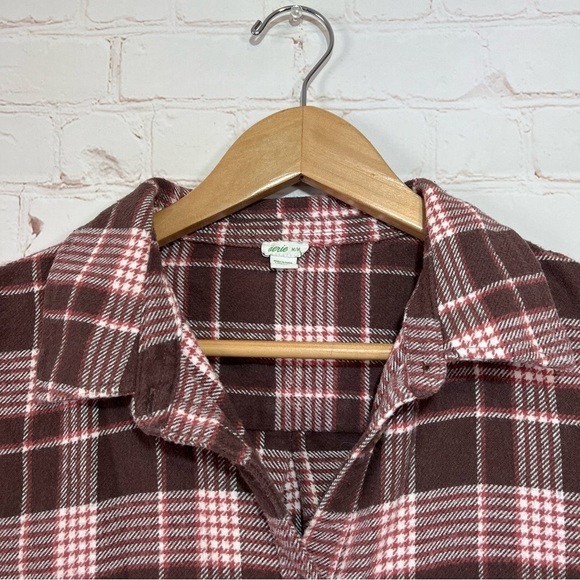 Aerie Plaid Button-Up Flannel Shirt Womens Medium Brown Grunge Outdoor Thick - Picture 3 of 9